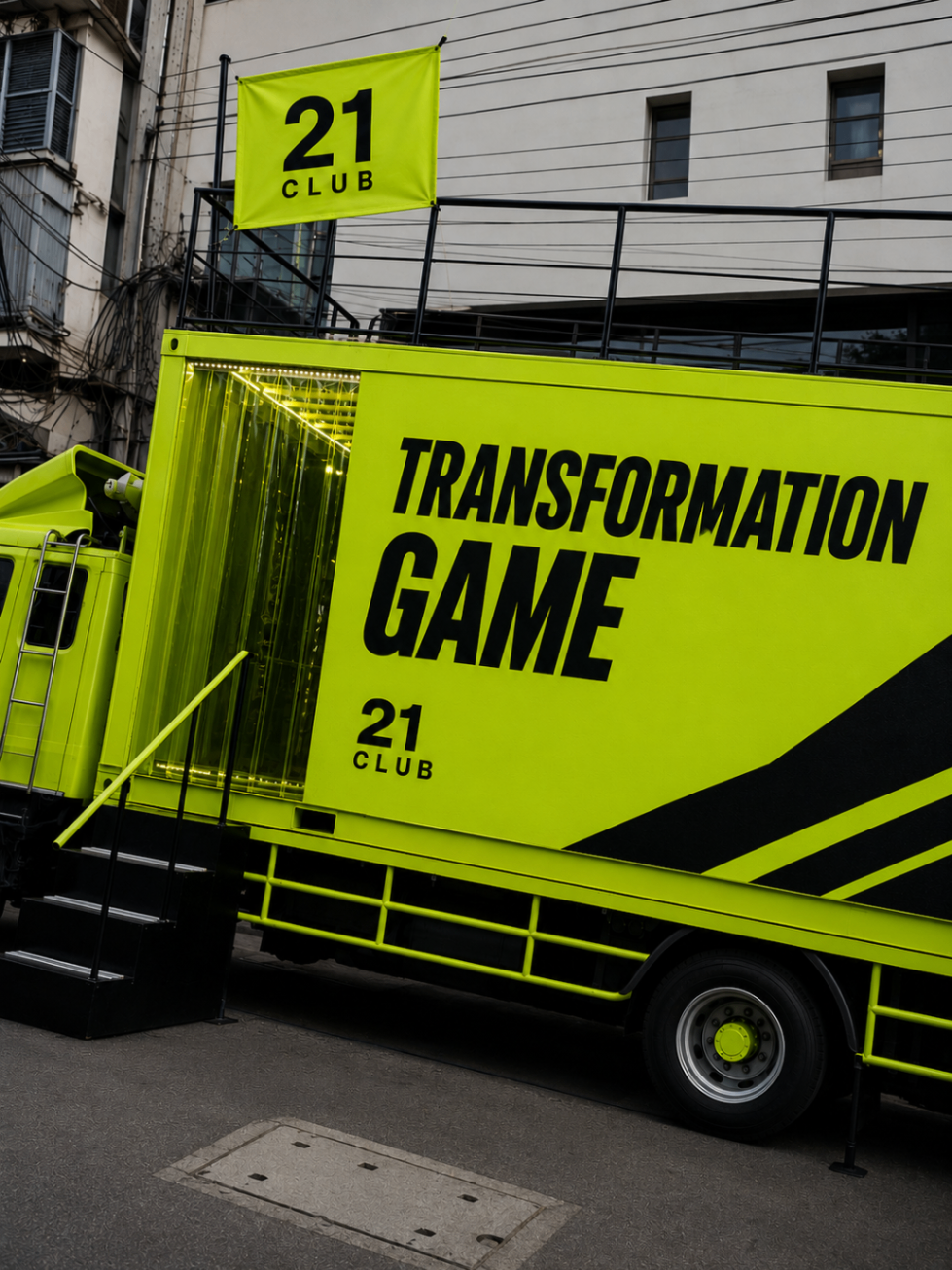 21 STATION — neon green transformation game mobile station concept