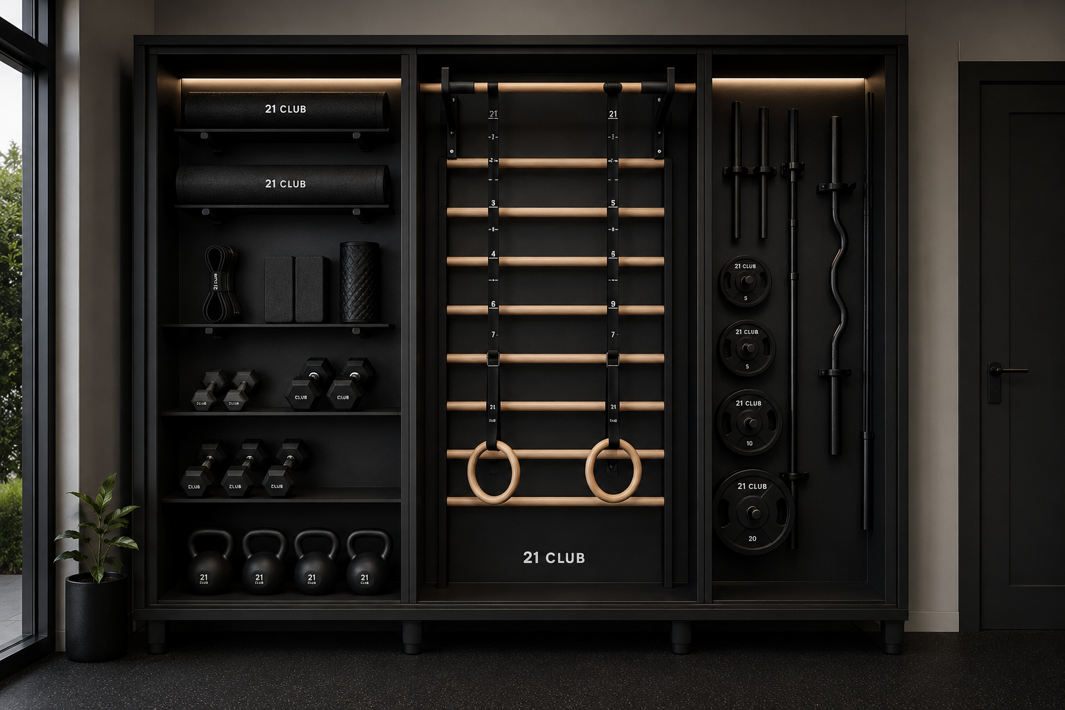 21 Station equipment wall merchandising system