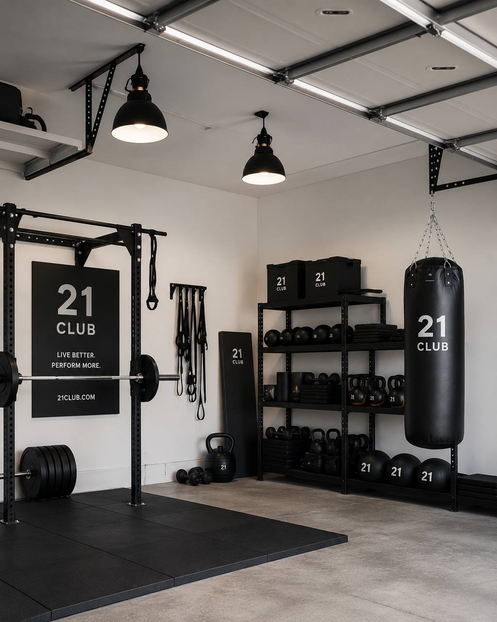 21 ROOM — minimal dark autonomous smart fitness space with smart mirrors