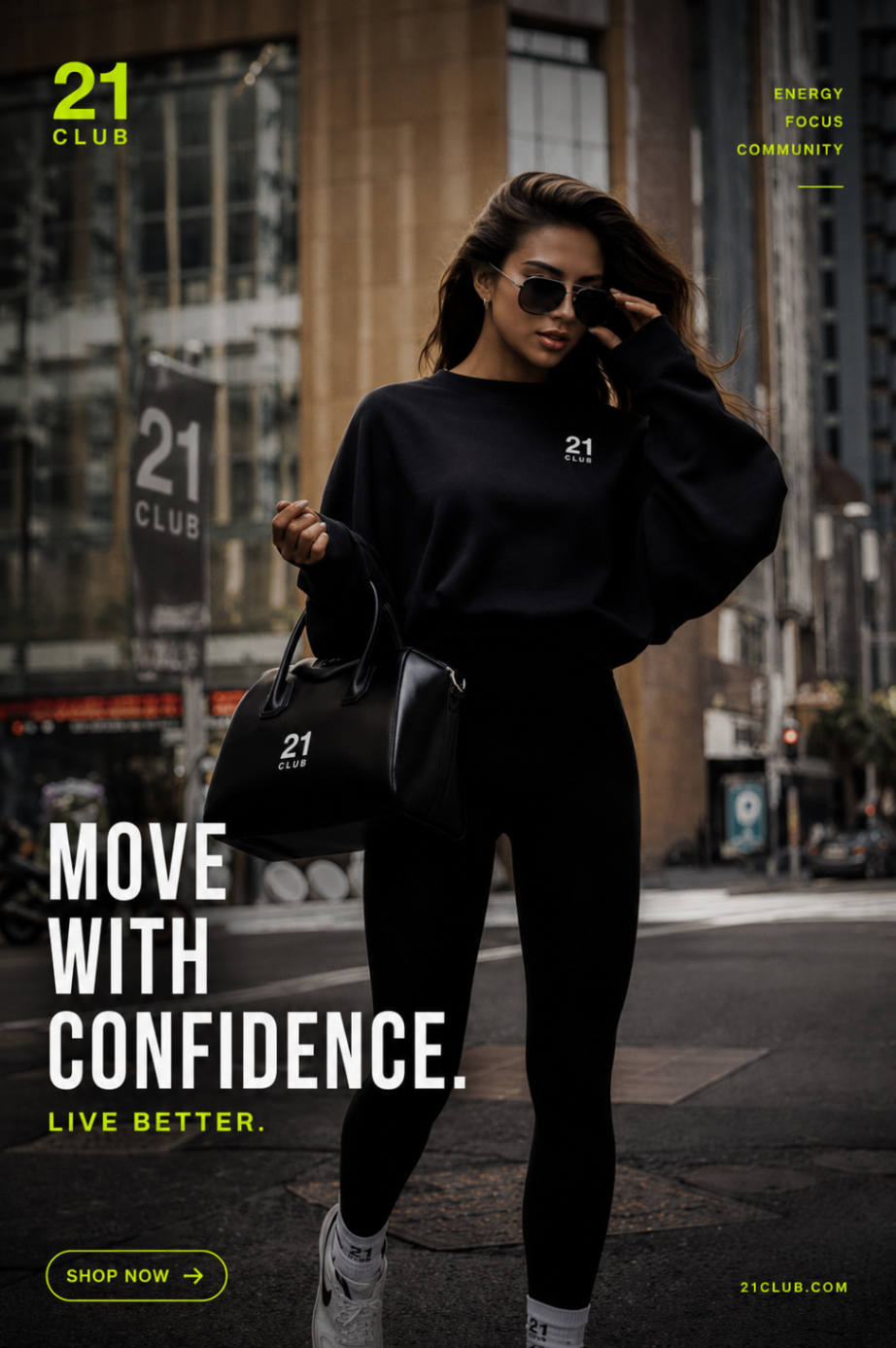 21 Club luxury fitness lifestyle poster in the city