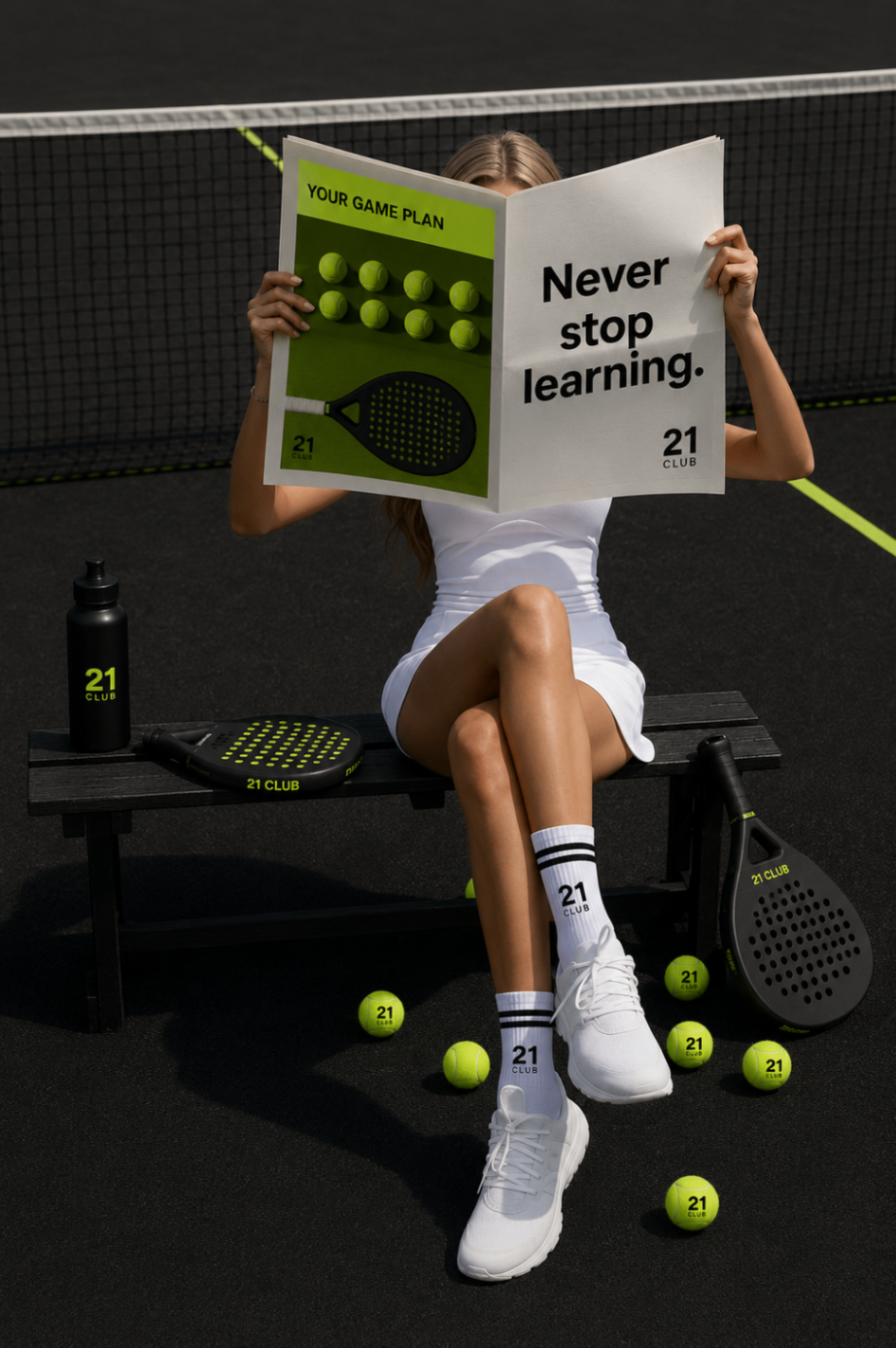21 Club editorial tennis and newspaper poster